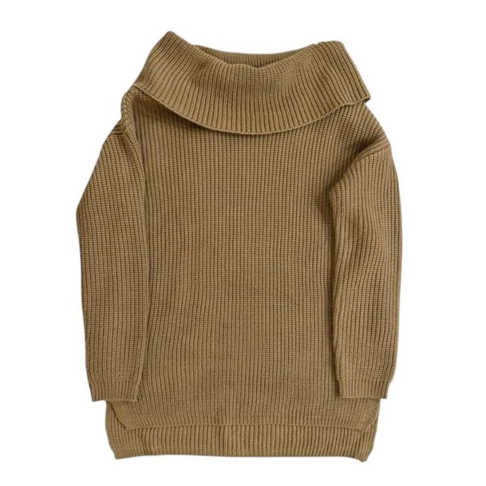 Wishlist Tan off the shoulder chunky knit sweater dress